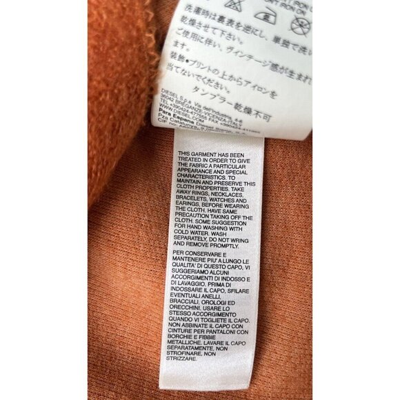 Diesel Women’s Orange Mohair Blend V-Neck Back Zip Pullover Sweater Size S - Picture 9 of 14